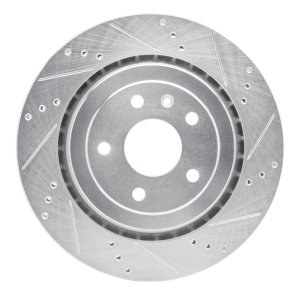Chevrolet Corvette Brake Rotor (1) - Rear Right - R1 Concepts - Drilled & Slotted - Silver - `14-`19